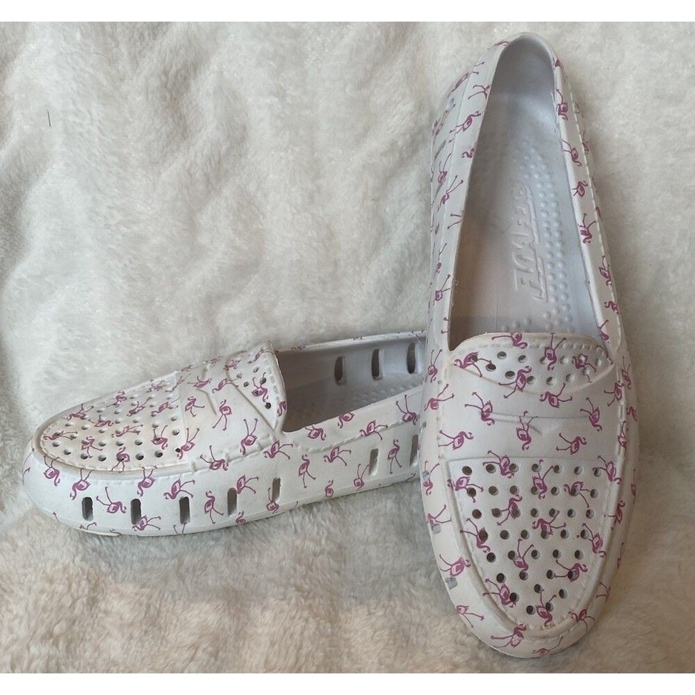 Floafers Posh Driver Womens 8 Pink Flamingo & White Water Shoes Loafers